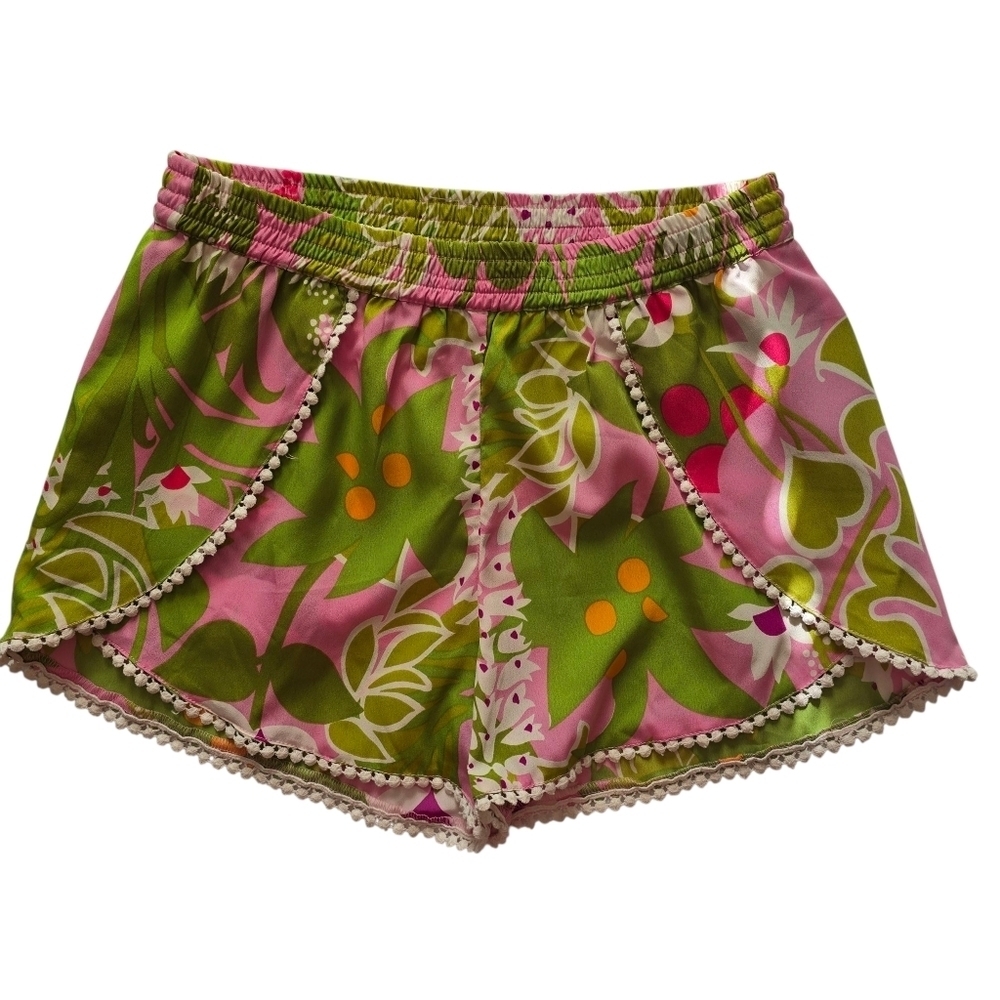 NWT Trina Turk Swim and Spa Tropical Pink and Green Patterned Shorts - Picture 1 of 3